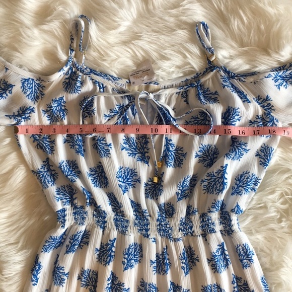 NWT MICHAEL Michael Kors Blue/White Coral Reef Print Maxi Dress - Picture 9 of 16